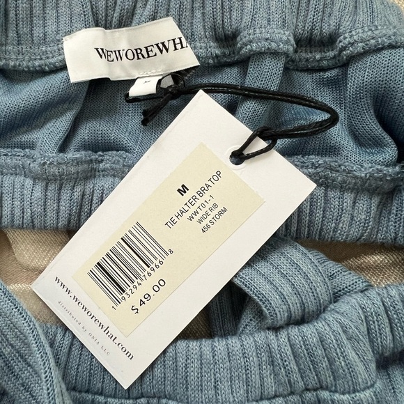WeWoreWhat Halter Bra Top in Storm Size Medium, ribbed knit fabric & elastic - Picture 8 of 10